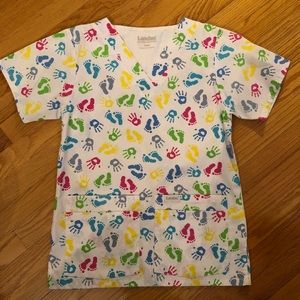 Baby handprint & footprint scrub top